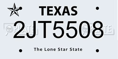 2JT5508 Texas License Plate