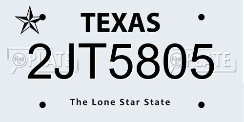 2JT5805 Texas License Plate