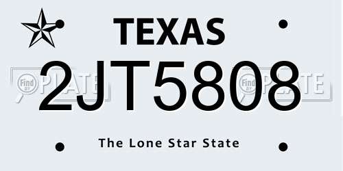 2JT5808 Texas License Plate