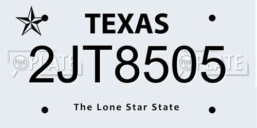 2JT8505 Texas License Plate