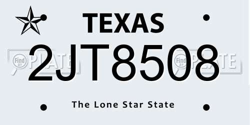 2JT8508 Texas License Plate