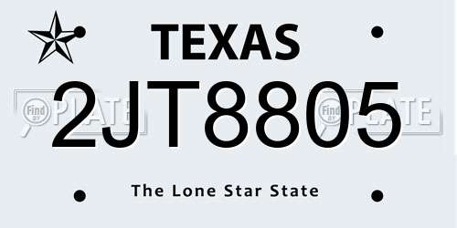 2JT8805 Texas License Plate