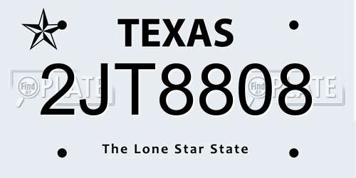 2JT8808 Texas License Plate