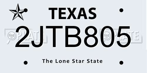 2JTB805 Texas License Plate