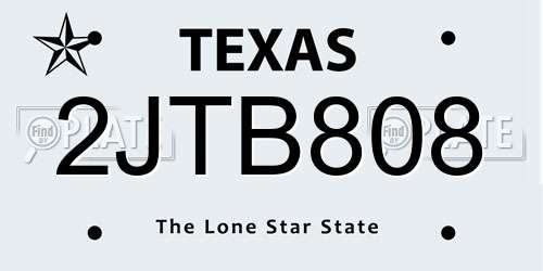 2JTB808 Texas License Plate
