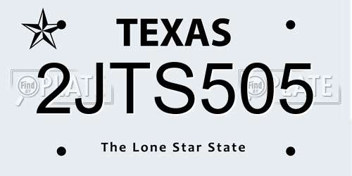 2JTS505 Texas License Plate