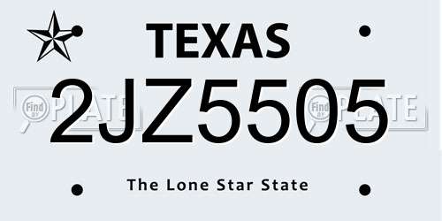 2JZ5505 Texas License Plate