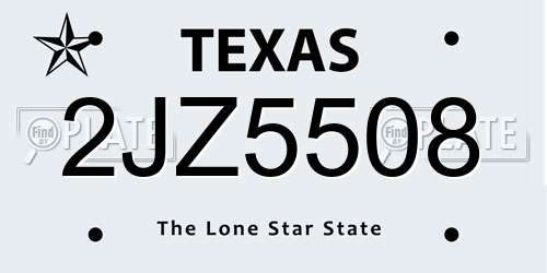 2JZ5508 Texas License Plate