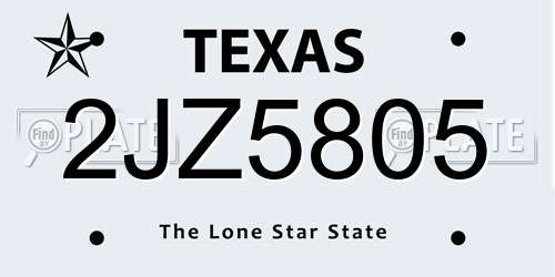 2JZ5805 Texas License Plate