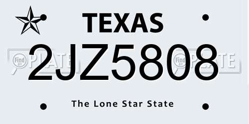 2JZ5808 Texas License Plate