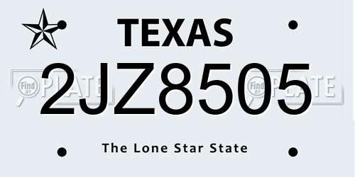2JZ8505 Texas License Plate