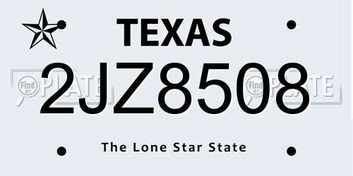 2JZ8508 Texas License Plate
