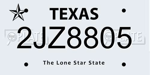 2JZ8805 Texas License Plate