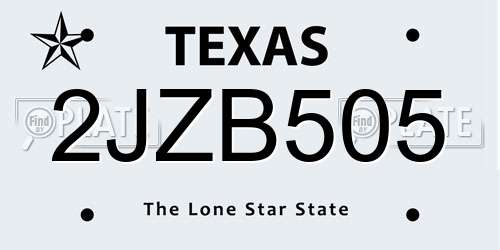 2JZB505 Texas License Plate