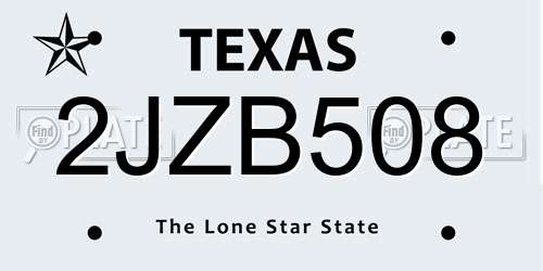 2JZB508 Texas License Plate