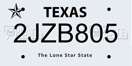 2JZB805 Texas License Plate