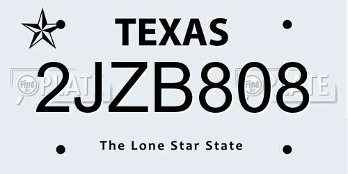 2JZB808 Texas License Plate