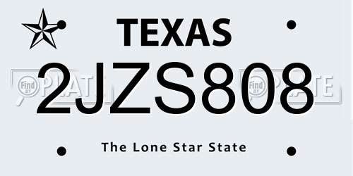 2JZS808 Texas License Plate