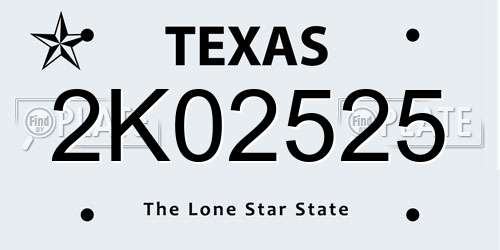 2K02525 Texas License Plate