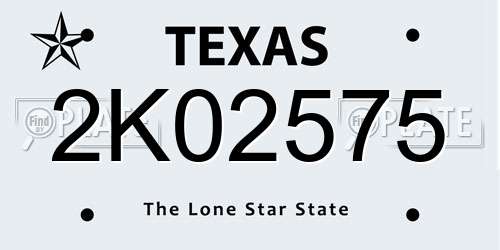 2K02575 Texas License Plate
