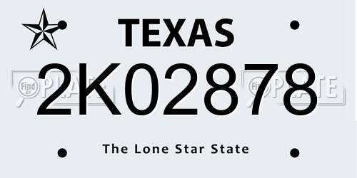 2K02878 Texas License Plate