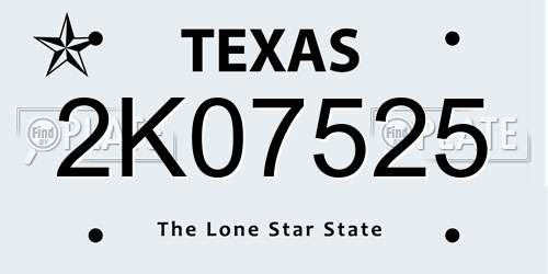 2K07525 Texas License Plate