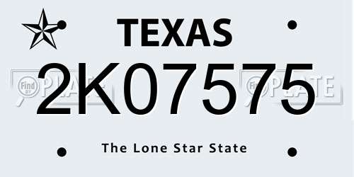 2K07575 Texas License Plate