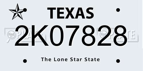 2K07828 Texas License Plate