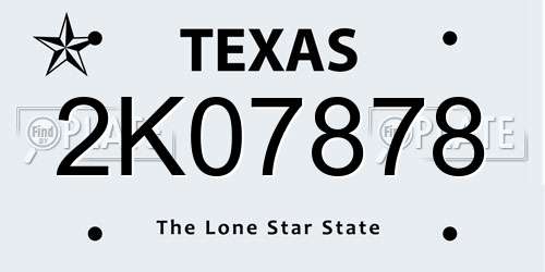 2K07878 Texas License Plate