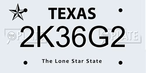 2K36G2 Texas License Plate