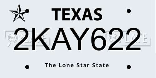 2KAY622 Texas License Plate