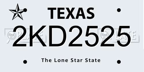 2KD2525 Texas License Plate