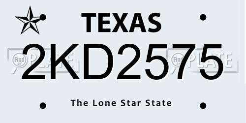 2KD2575 Texas License Plate