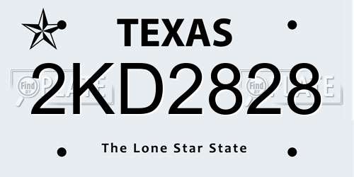2KD2828 Texas License Plate