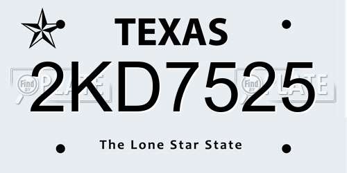 2KD7525 Texas License Plate
