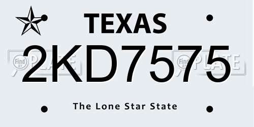 2KD7575 Texas License Plate