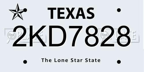 2KD7828 Texas License Plate