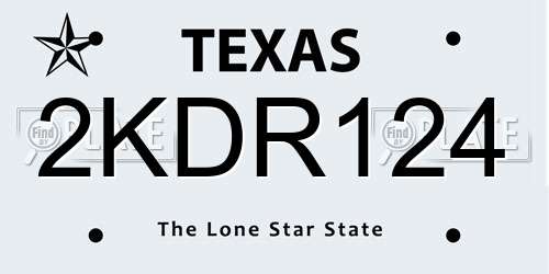2KDR124 Texas License Plate