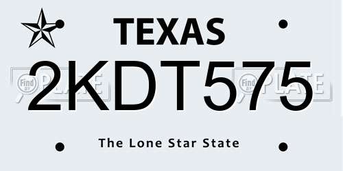 2KDT575 Texas License Plate