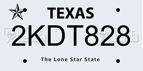 2KDT828 Texas License Plate