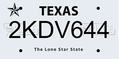 2KDV644 Texas License Plate