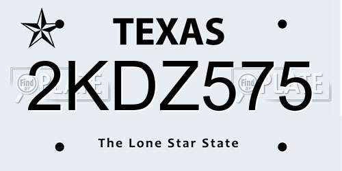 2KDZ575 Texas License Plate