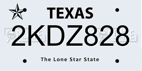 2KDZ828 Texas License Plate