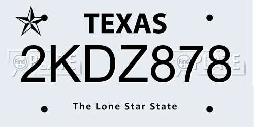 2KDZ878 Texas License Plate