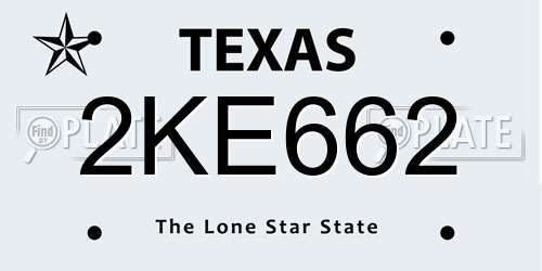 2KE662 Texas License Plate