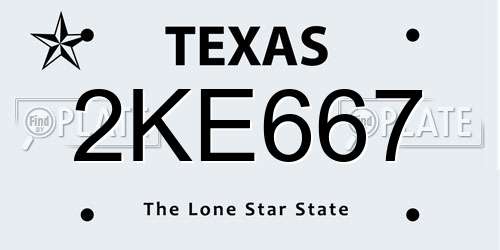 2KE667 Texas License Plate