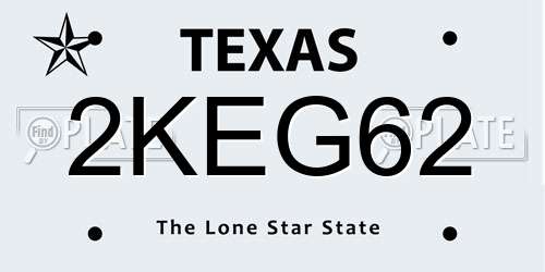 2KEG62 Texas License Plate