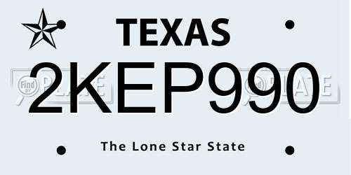 2KEP990 Texas License Plate