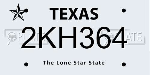 2KH364 Texas License Plate