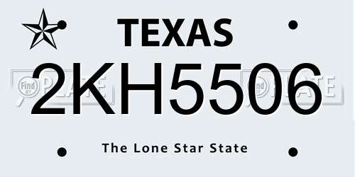 2KH5506 Texas License Plate